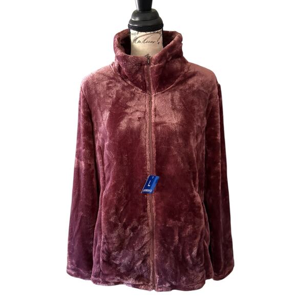 32 Degrees Heat Soft Faux Fur Purple Zip Front Jacket Large - Picture 1 of 4